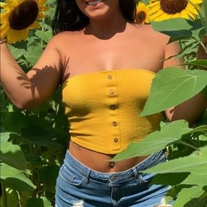 Yellow cropped tube top